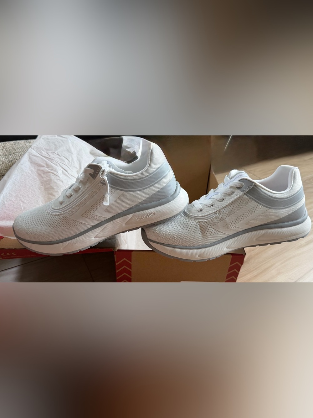BILLY Sport Inclusion Too Women White & Light Gray Athletic Sneakers Zip up 10